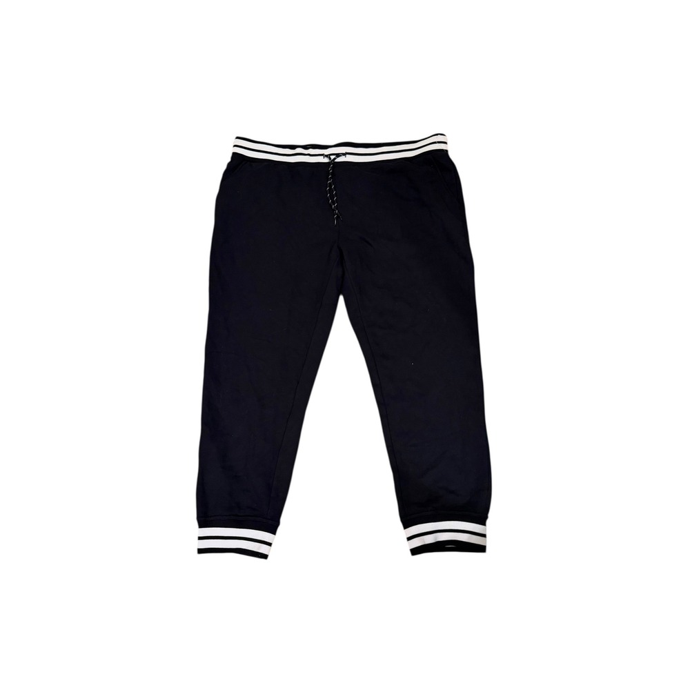 NWT EDGAR + ASH Womens Black Joggers Athletic Striped Waistband Drawstring 2XL